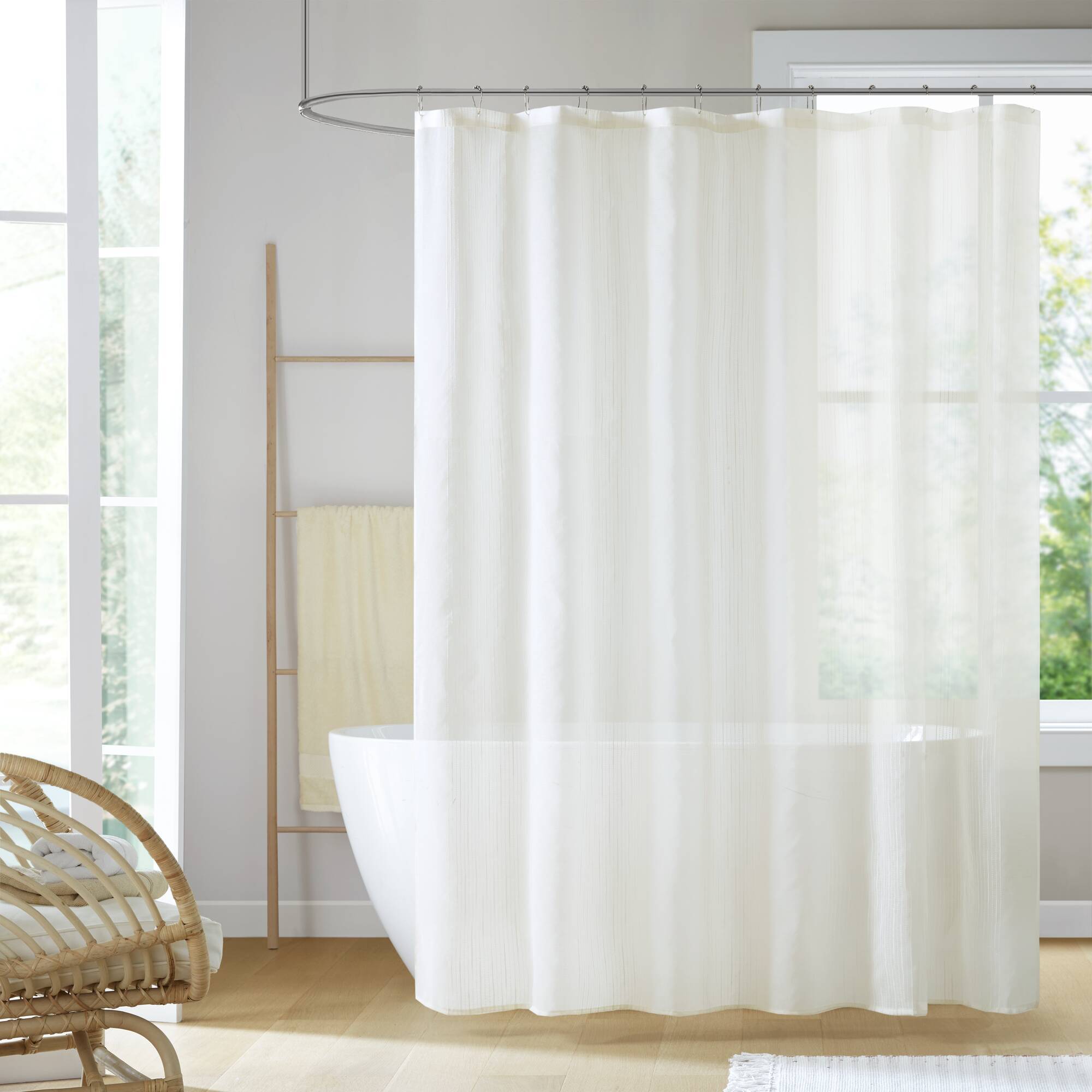 Front. BreeBe - 1-Piece 72x72' Sheer Shower Curtain,Ivory - Ivory.