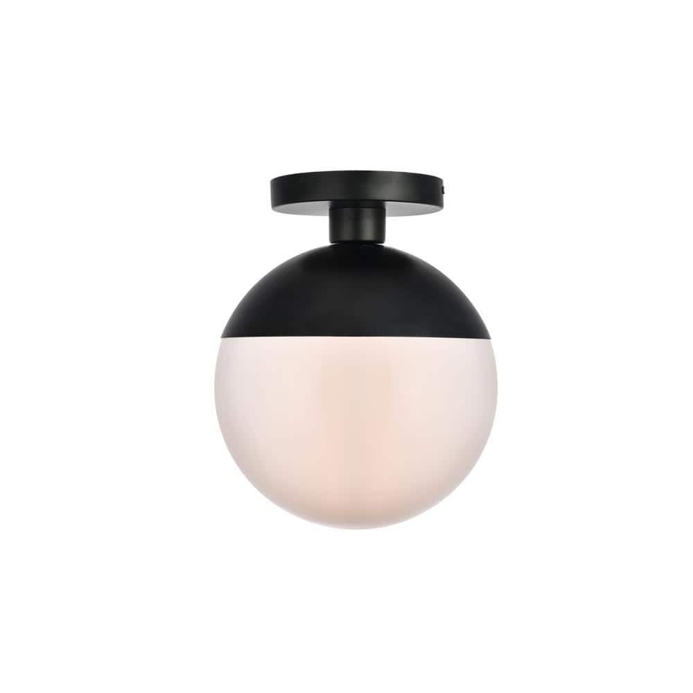 Living District - Eclipse 1 Light Black Flush Mount With Frosted White Glass - Black And Frosted White price history on PriceWatchPro