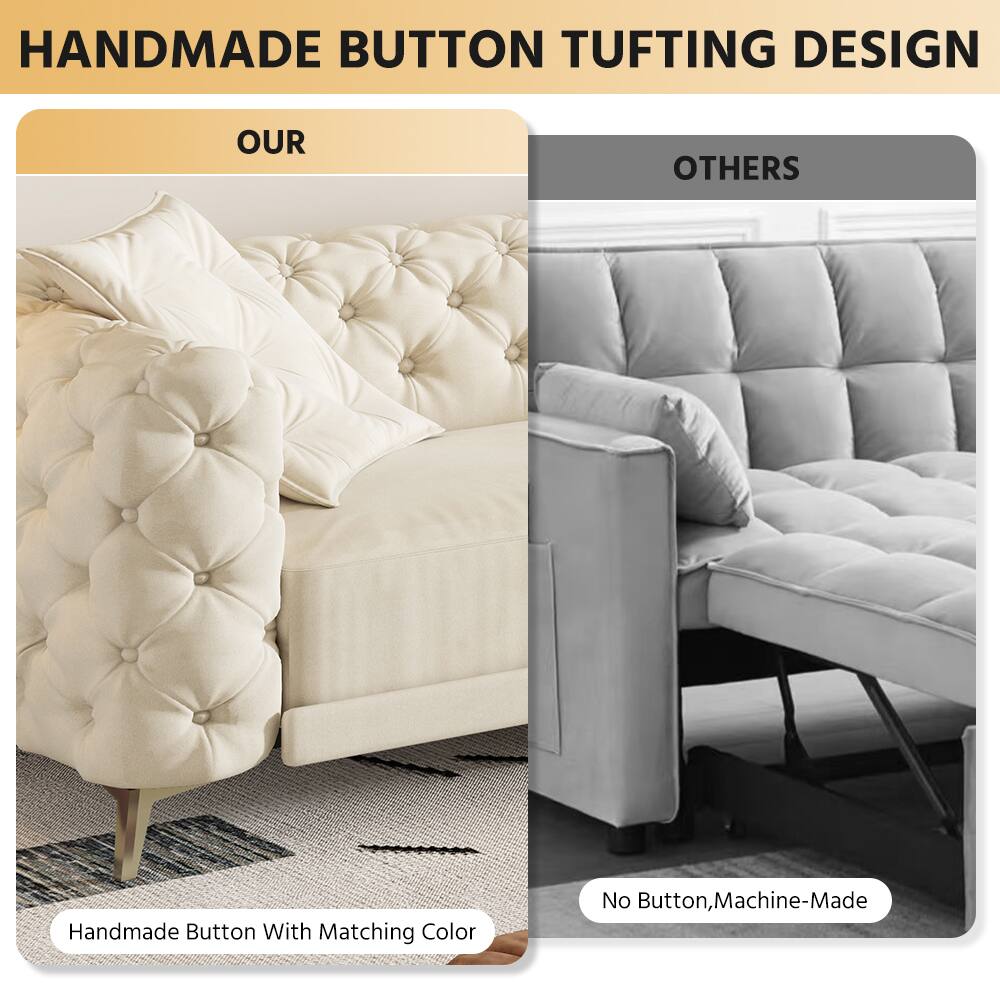 HANDMADE BUTTON TUFTING DESIGN

OUR
Handmade Button With Matching Color

OTHERS
No Button, Machine-Made