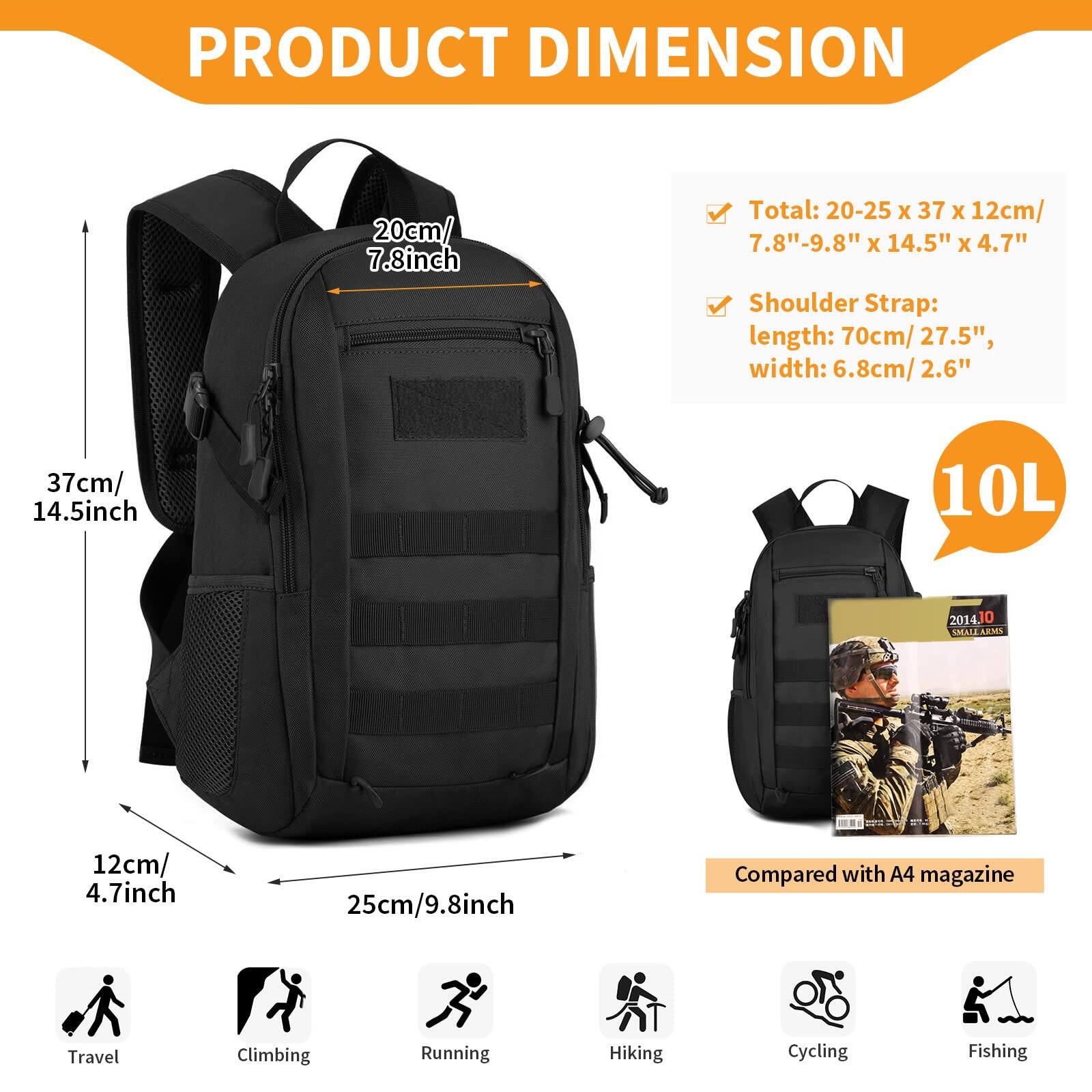 Pacoar Cade 10l/20l Mini Daypack Molle Backpack Rucksack Gear Assault ...
