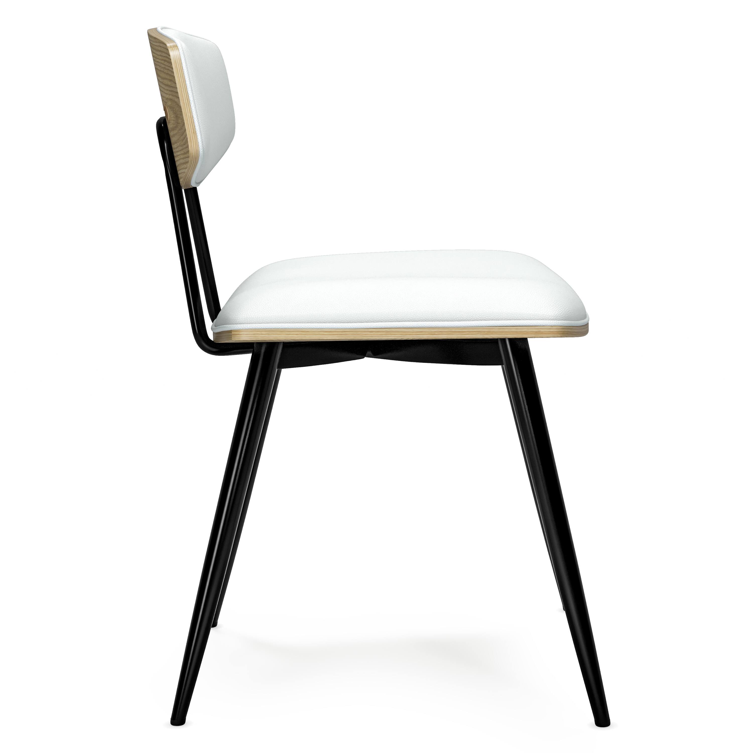 Back. Simpli Home - Mavis Dining Chair (Set of 2) in White Vegan Faux Leather - White.