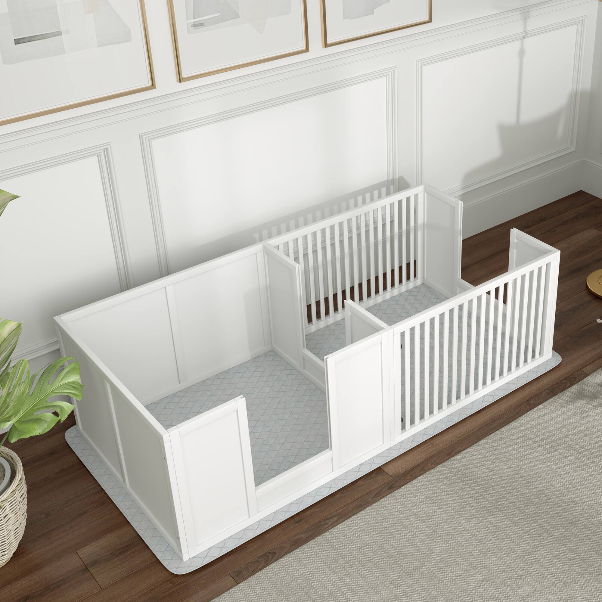 Alt View 5. Pawhut - Whelping Box for Dogs, Waterproof Pee Pad, Adjustable Door, Small/Medium/Large Breed Dogs, 65" x 31.5".