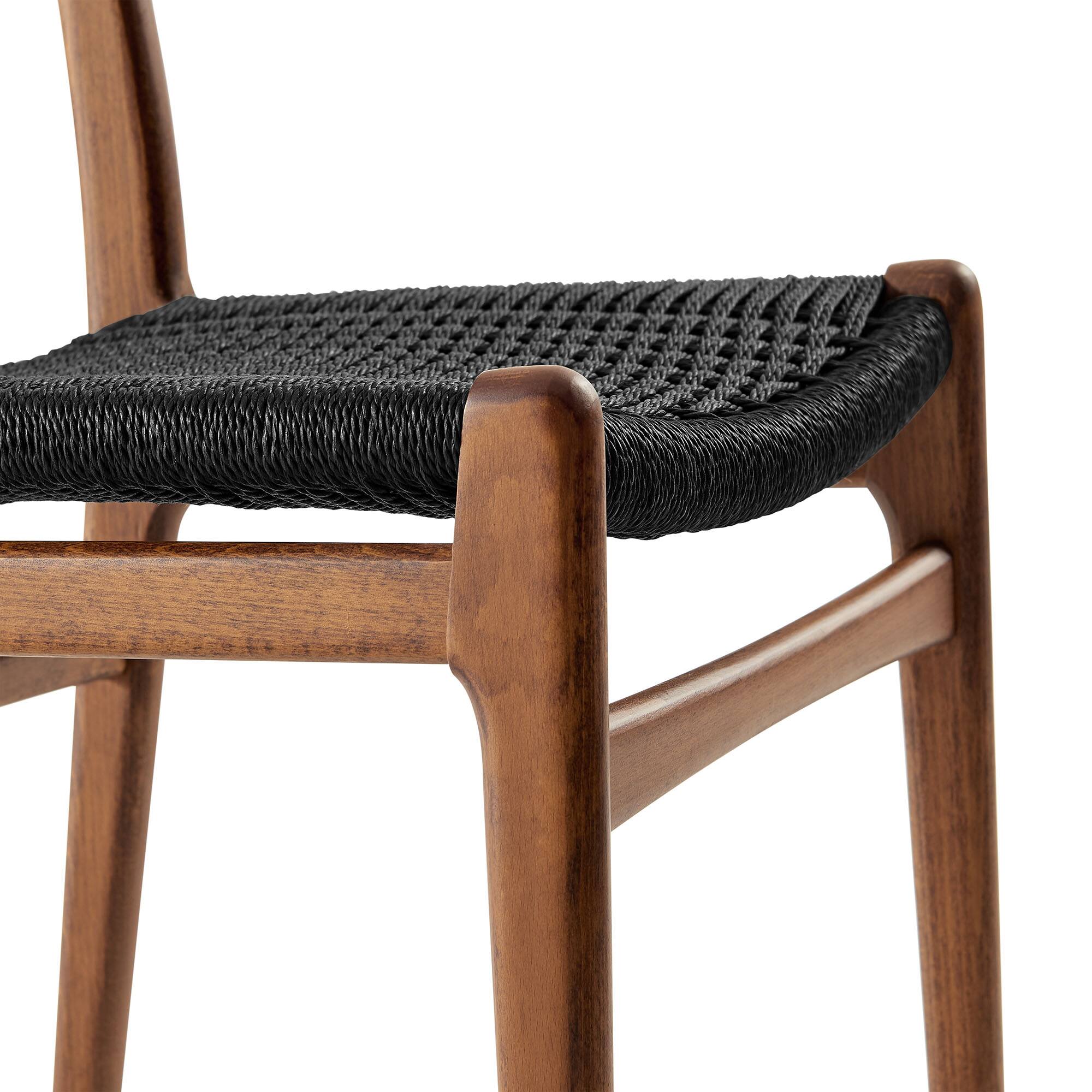 Alt View 4. Modway - Wynn Rope and Wood Dining Side Chairs Set of 2 by Modway - Black.