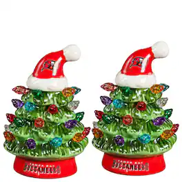 Evergreen Enterprises - Tampa Bay Buccaneers 2-Pack 4" Ceramic LED Christmas Tree Set - Multicolor