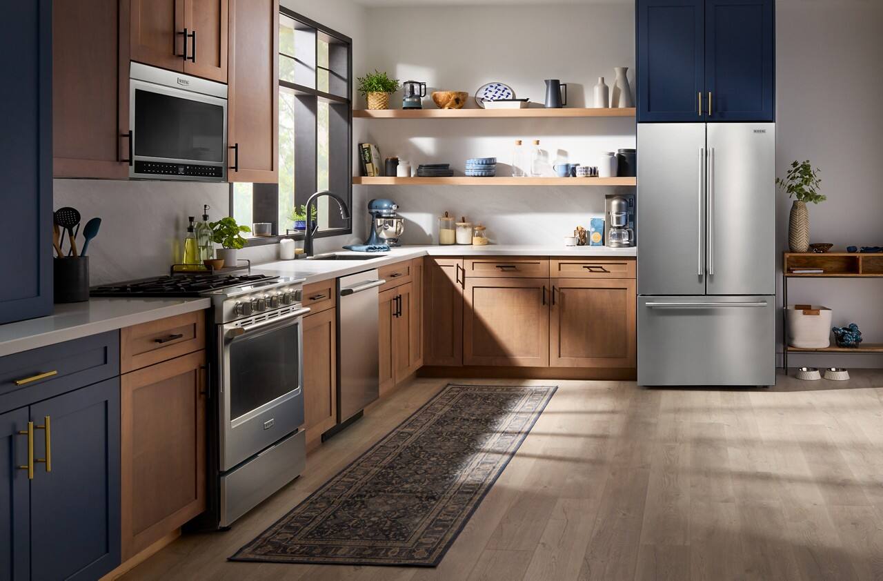 Alt View 20. Maytag - Maytag - Maytag 31 Cu. Ft. XL Capacity French Door Bottom Mount Refrigerator with Ice + Water - Fingerprint-Resistant Stainless Finish.