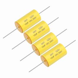 Unique Bargains - 4pcs 12uf Frequency Divider Capacitor, 250V Axial Audio Speaker Crossover MKP Film Capacitor - Yellow