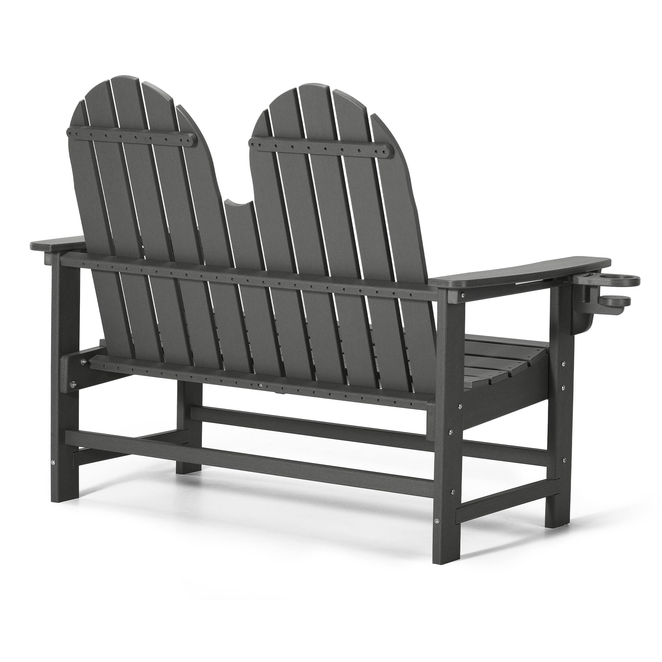 Back. WestinTrends - WestinTrends St. Augustine Outdoor Patio 49" HDPE Adirondack Garden Bench - Gray.