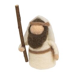 Back. BreeBe - 2/Set Nativity Felted Ornaments - Cream, Light Brown.
