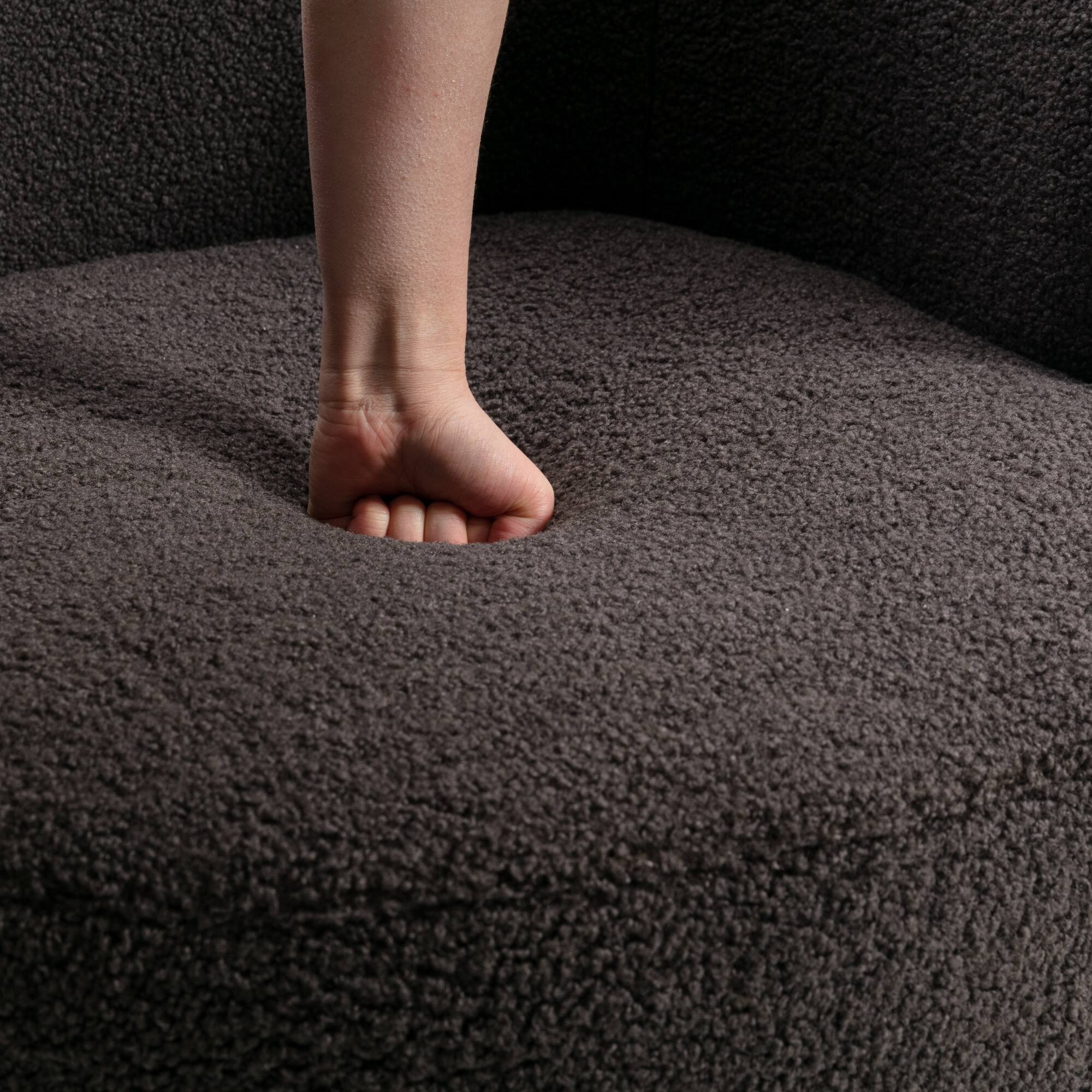 Left. GOODSILO - Plush Swivel Accent Armchair with Ergonomic Design and 360-Degree Rotation for Modern Interiors - Dark Gray.