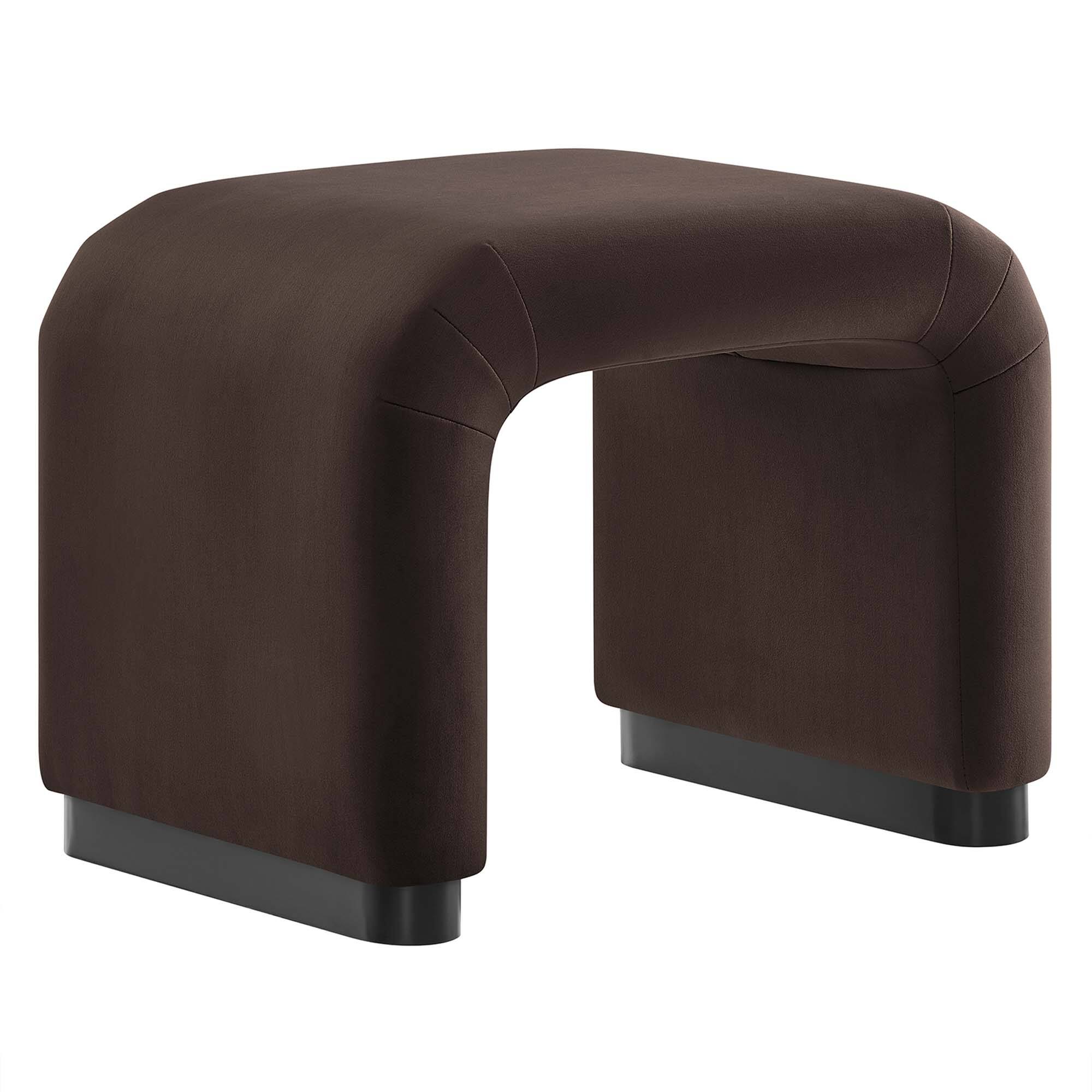 Angle. Modway - Koda Performance Velvet Waterfall Stool by Modway - Black Chocolate Brown.