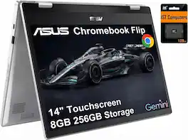 ASUS - Chromebook Flip CX1 14'' FHD 2-in-1 Touchscreen Laptop - Intel Celeron N4500 - 8GB RAM - 128GB Storage - 128GB SD Card - Transparent Silver