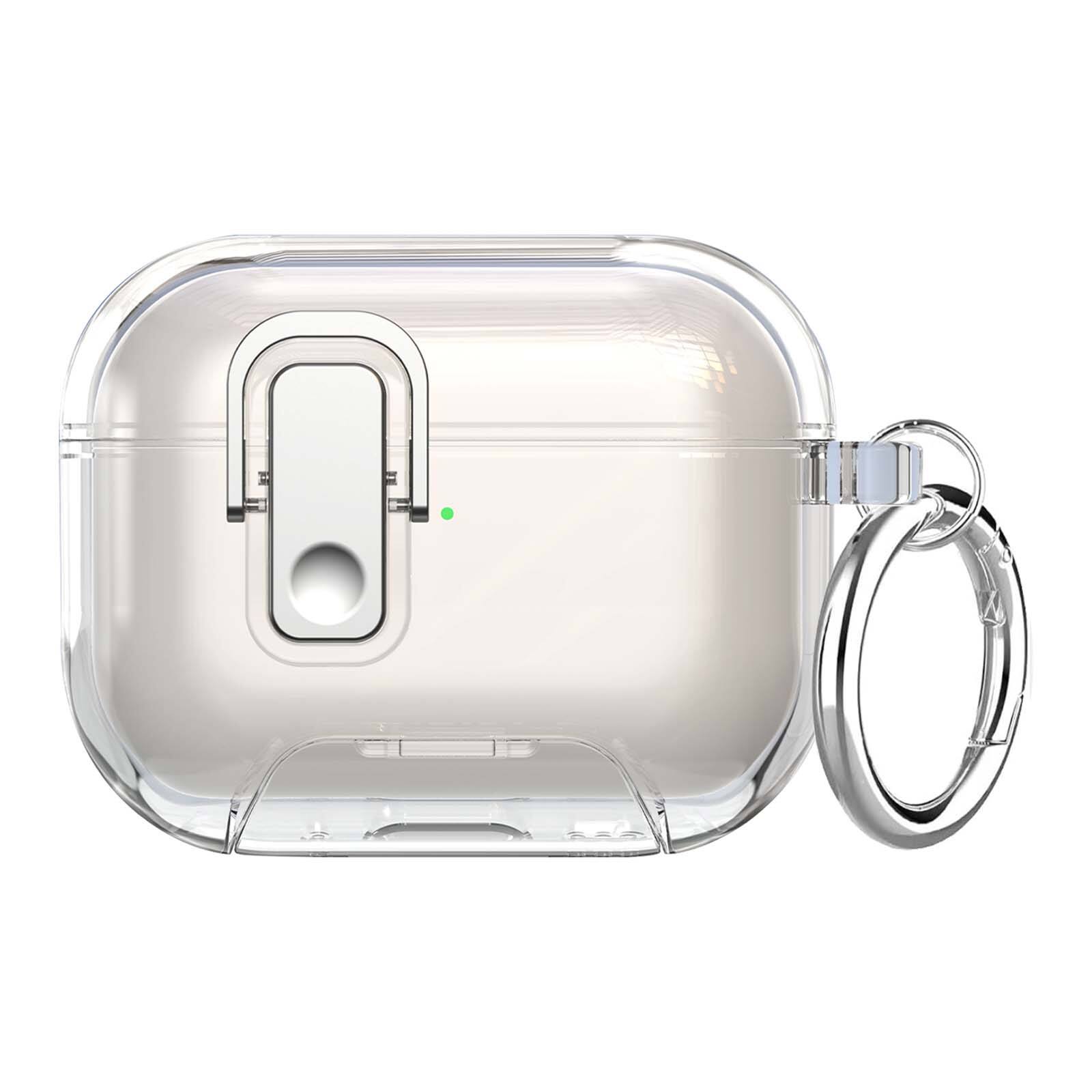 Front. Dteck - for Airpods Pro 3 (2025) Case with Secure Lock and Phone Stand,Translucent Headphone Cover,Support Qi Wireless Charging - Clear.