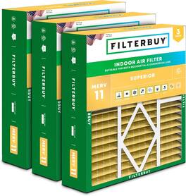 Filterbuy - 20x20x5 MERV 11 Pet & Allergy Defense, Pleated HVAC AC Furnace Air Filters Replacement for Amana & More (3-Pack) - Gold