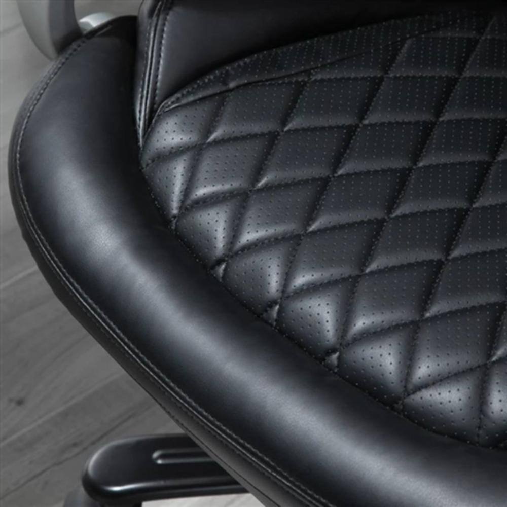 Back. Hivvago - Black Big and Tall Diamond Stitching Executive Adjustable Height Office Chair - Black.