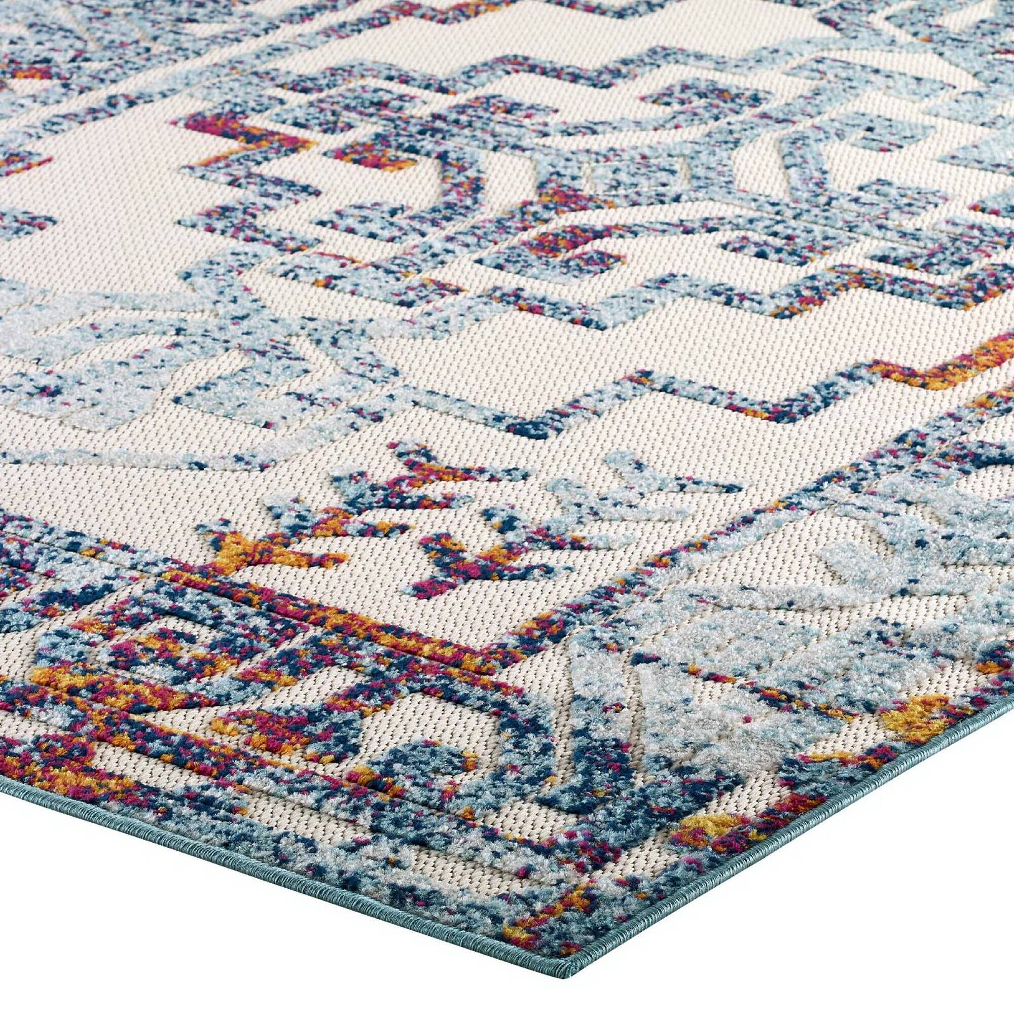 Alt View 4. Modway - Reflect Nyssa Distressed Geometric Southwestern Aztec Indoor/Outdoor Area Rug - Multicolored.