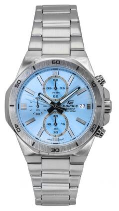 Casio - Edifice Standard Chronograph Analog Quartz EFV-640D-2BV Stainless Steel Blue Dial Men's Watch 100M - Silver, Blue