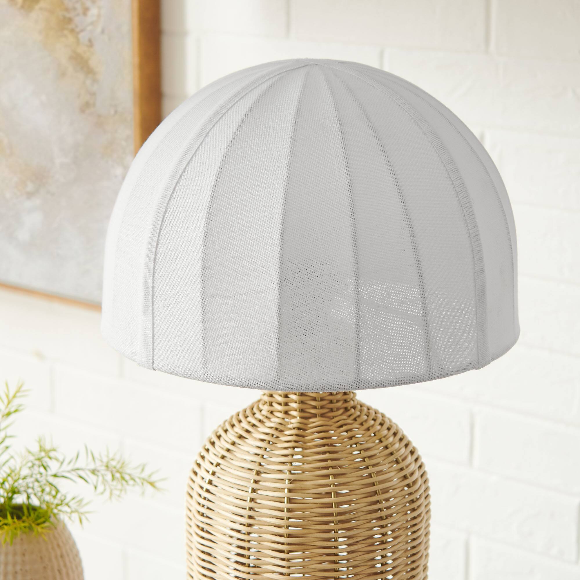 Alt View 2. Modway - Santo Rattan Table Lamp With Dome Shade by Modway - White Natural.