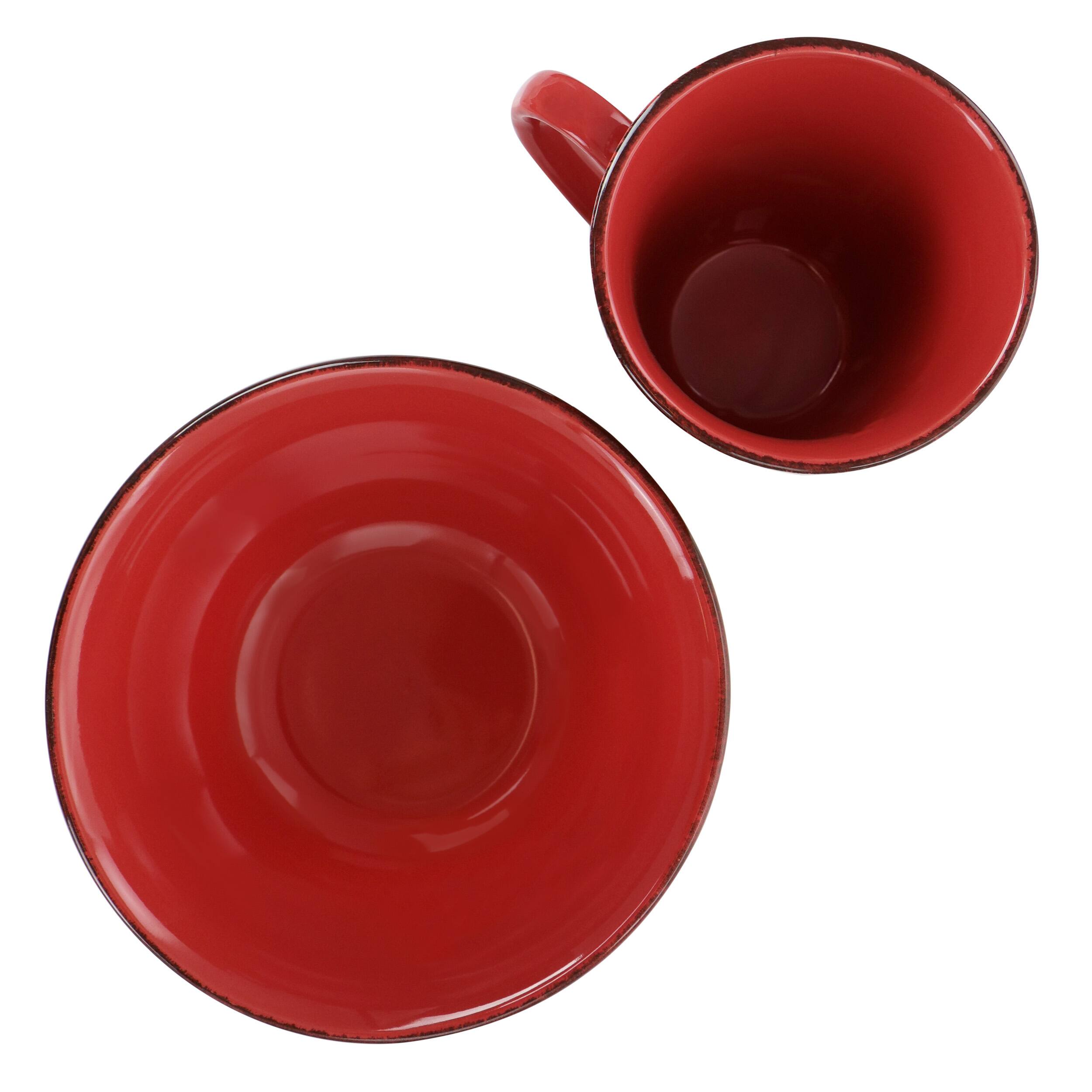 Alt View 5. Elama - Elama Rustic Birch 16 Piece Stoneware Dinnerware Set in Red - Red.