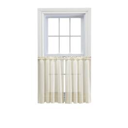 Ellis Curtain - Shadow Stripe 1.5" Rod Pocket Tailored Tier Pair for Windows 80" x 30" - Natural