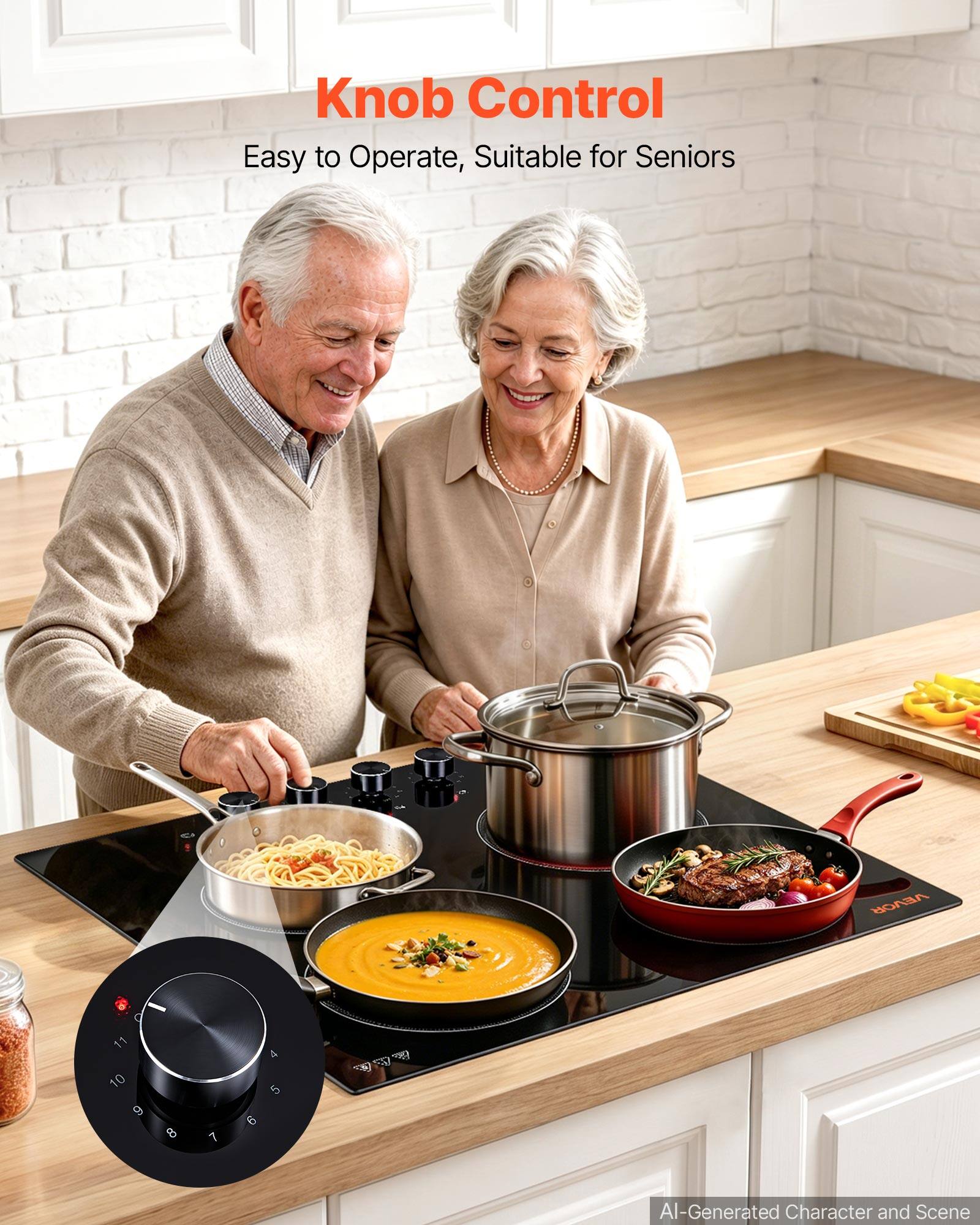 Knob Control  
Easy to Operate, Suitable for Seniors  

VEVOR  

AI-Generated Character and Scene