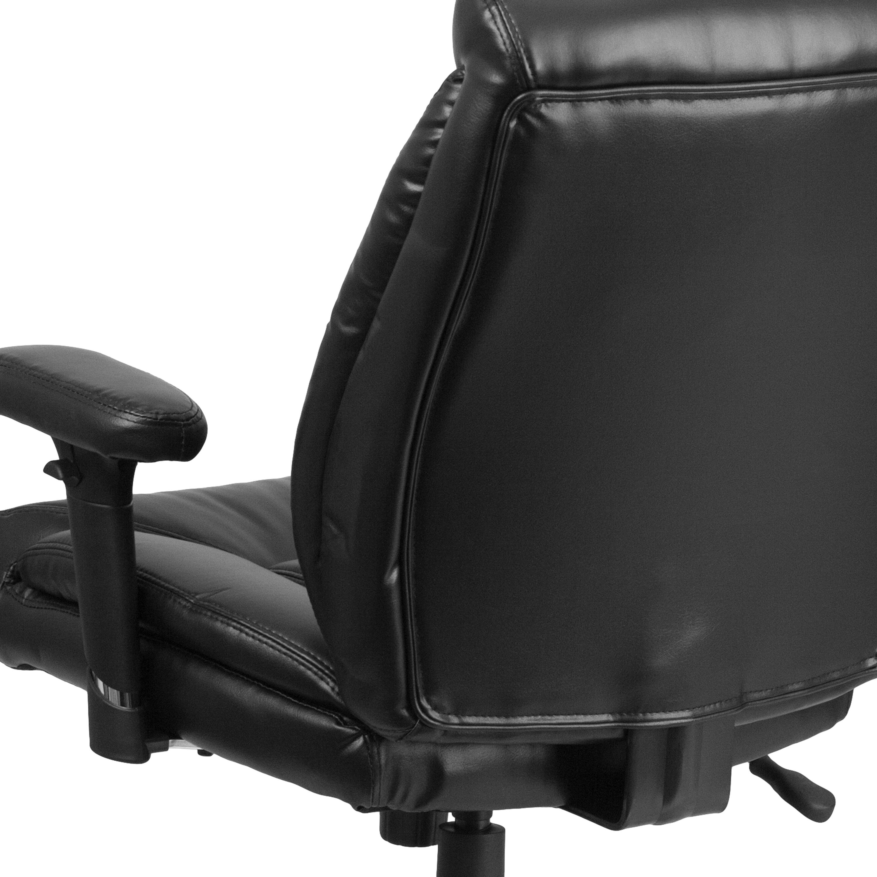Alt View 9. Emma + Oliver - 400 lb. Big & Tall Mid-Back Deep Tufted Ergonomic Task Office Chair & Arms - Black LeatherSoft.