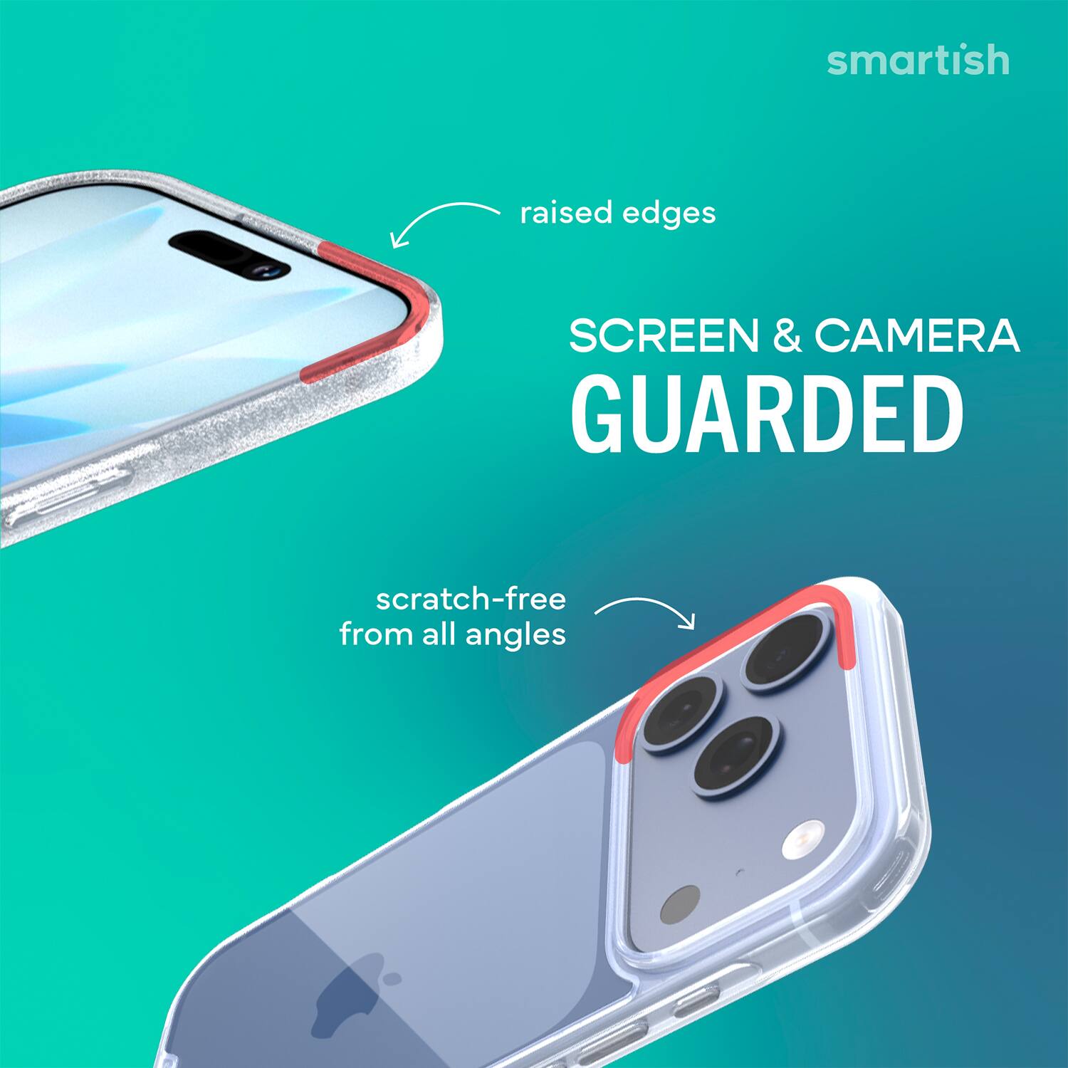 smartish raised edges SCREEN & CAMERA GUARDED scratch-free from all angles