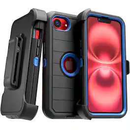 RomeTech - Defender Case for Apple iPhone 16e - Black / Blue