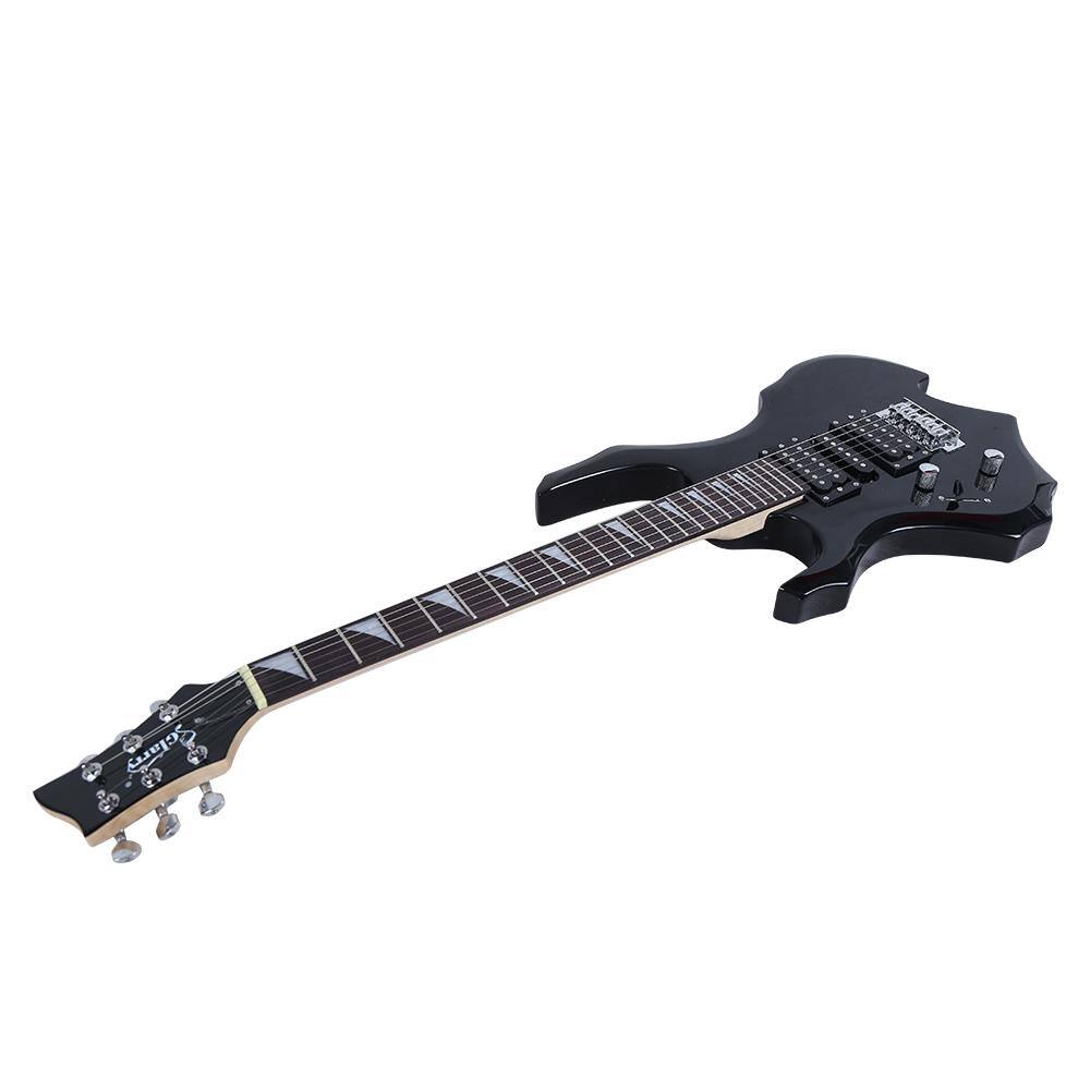 Back. Winado - Electric Guitar Buring Flame Design HSH Pickup for Beginner LEFT Hand Cable, Strap, Bag,Tremolo Arm, Plectrum.