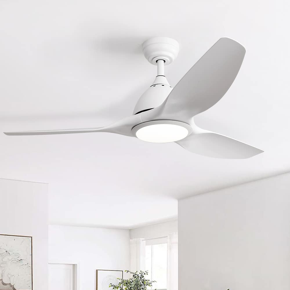 Sofucor - 52" Low Profile Ceiling Fan with Remote Control DC Motor Reversible 3CCT Dimmable, Noiseless Indoor Outdoor Ceiling Fans - White