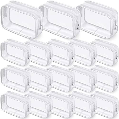 Front. Vulpecula Spade - 18 Pack Clear Makeup Bags 7 x 5 PVC Cosmetic Bag Plastic Zippered Pouches Portable Toiletry for Women Men Travel - White Border.
