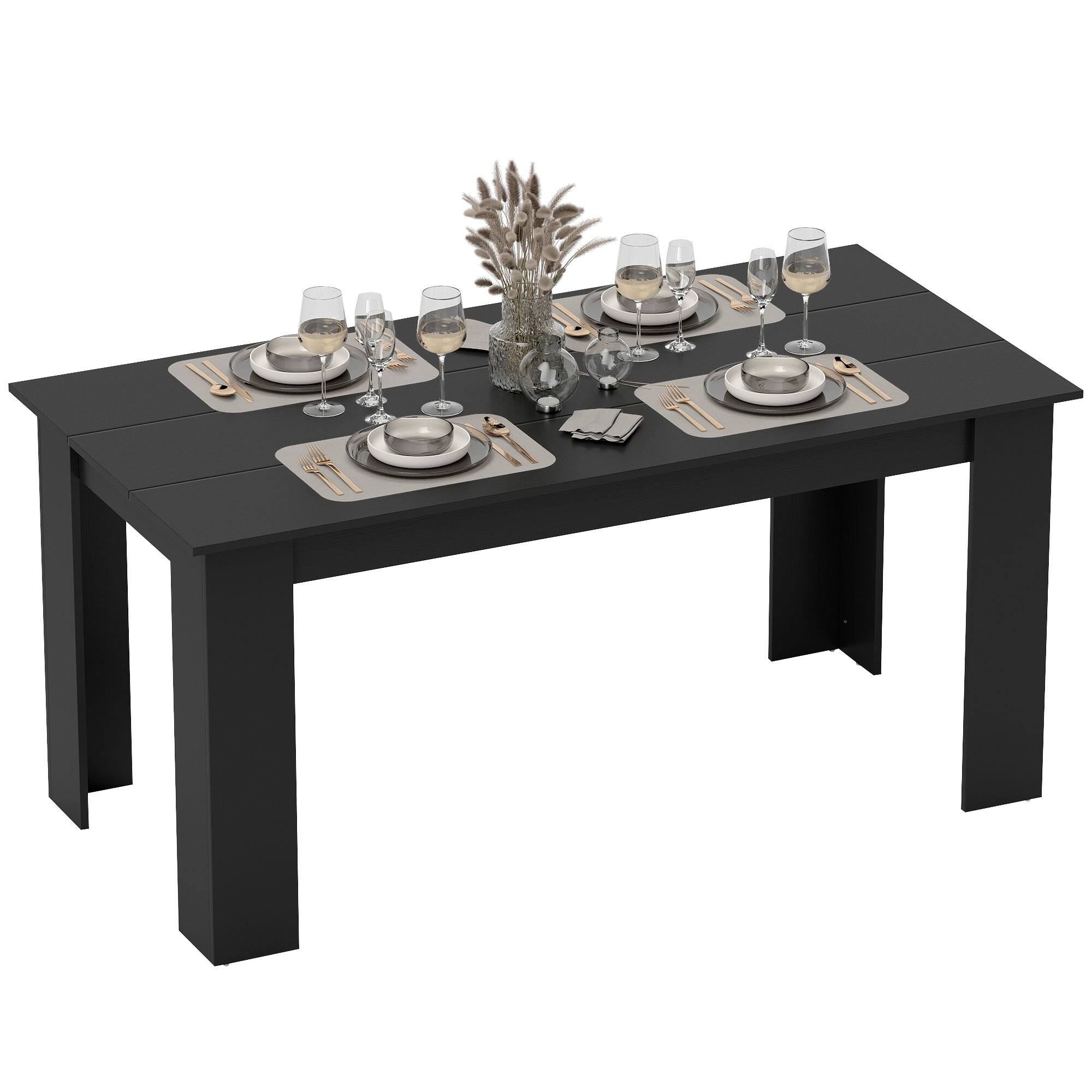 Homcom Dining Table for 4 6 People, Modern Rectangular Kitchen Table ...