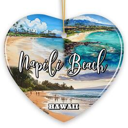 OrnamentallyYou - Napili Beach Hawaii Tropical Paradise Christmas Ornament, Hawaiian Islands Souvenir Ver 2 - Multi-colored