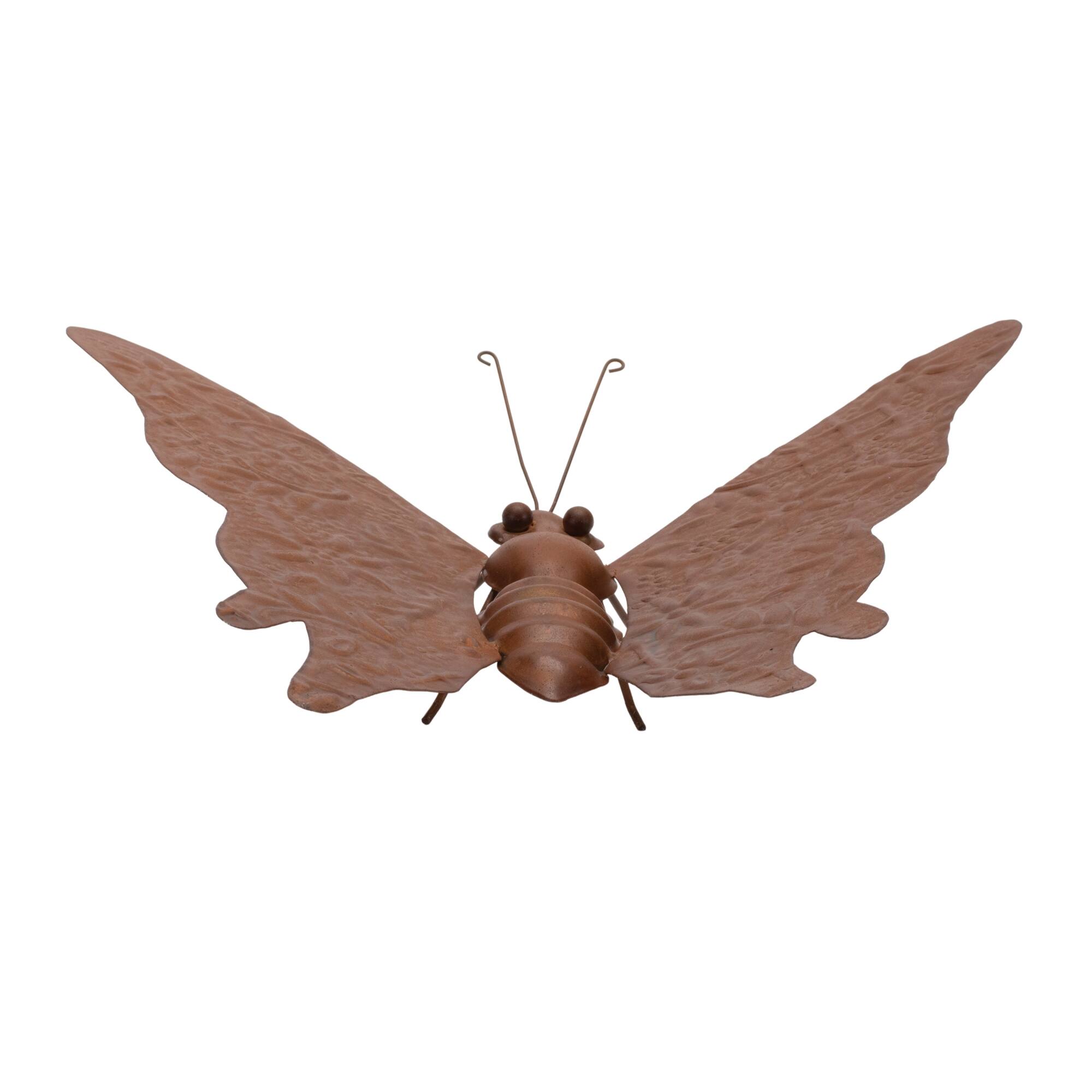 Angle. BreeBe - Bronze Metal Butterfly Garden Accent 12.5"L - Bronze.