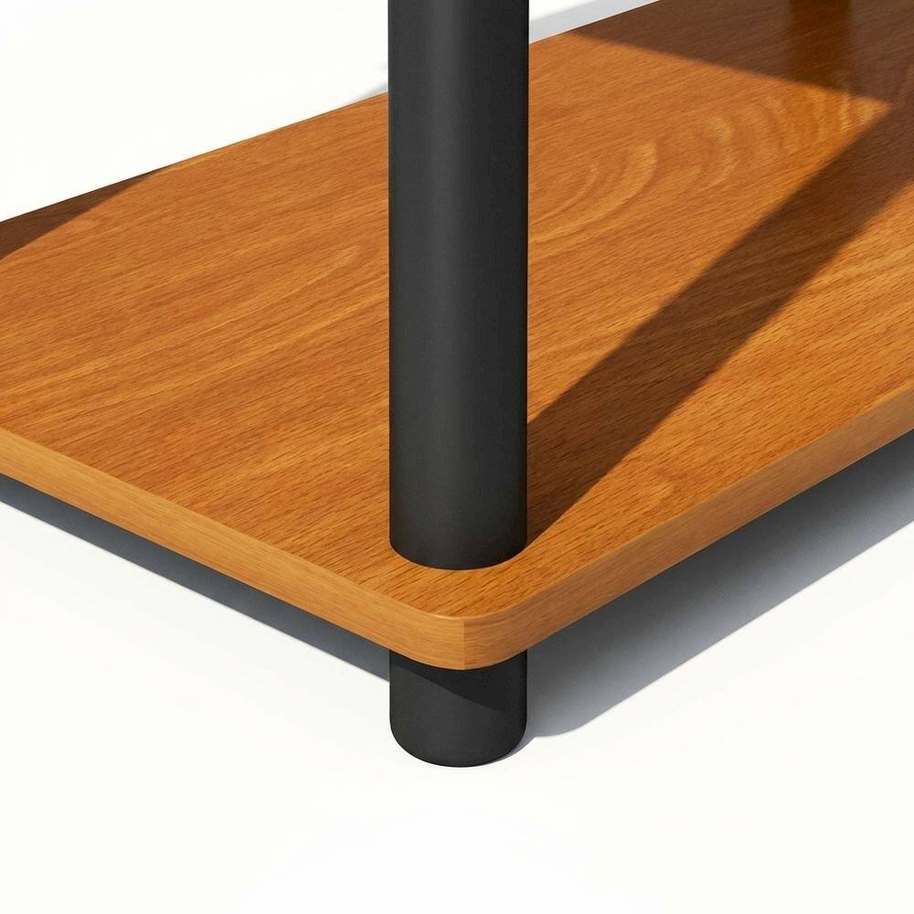 Alt View 2. FurniFact - Wood Bookcase with Open Shelving and Sturdy Construction for Living Room Storage - Light Cherry/Black.