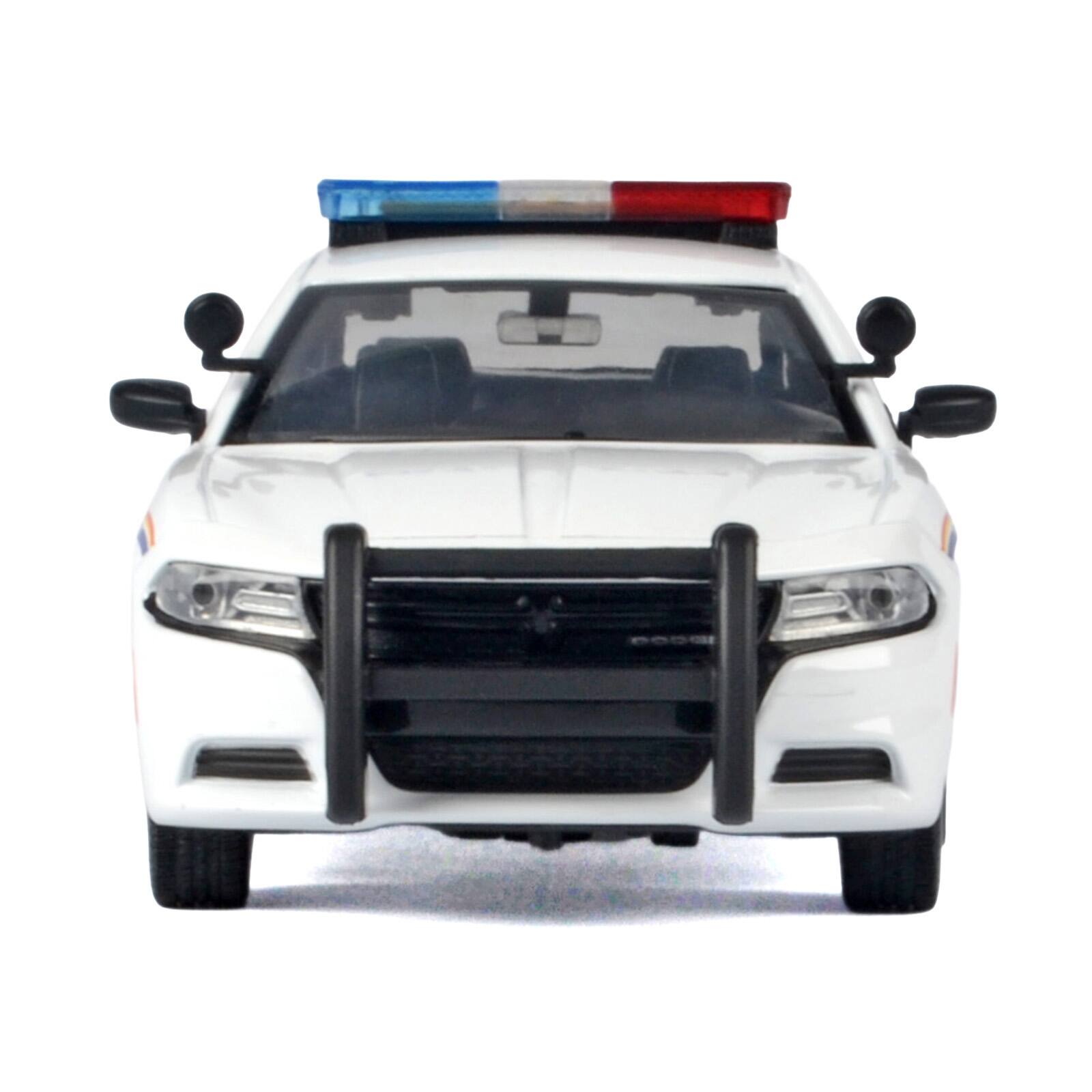 Alt View 2. Motormax - 2023 Dodge Charger Pursuit Police Car "RCMP" White with Flashing Light Lights and Sound 1/24 Model Car by Motormax.