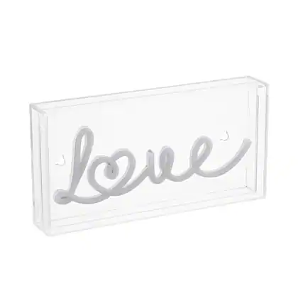 Front. Jonathan Y - Love 11.88" X 5.88" Contemporary Glam Acrylic Box USB Operated LED Neon Light, Red - Red.