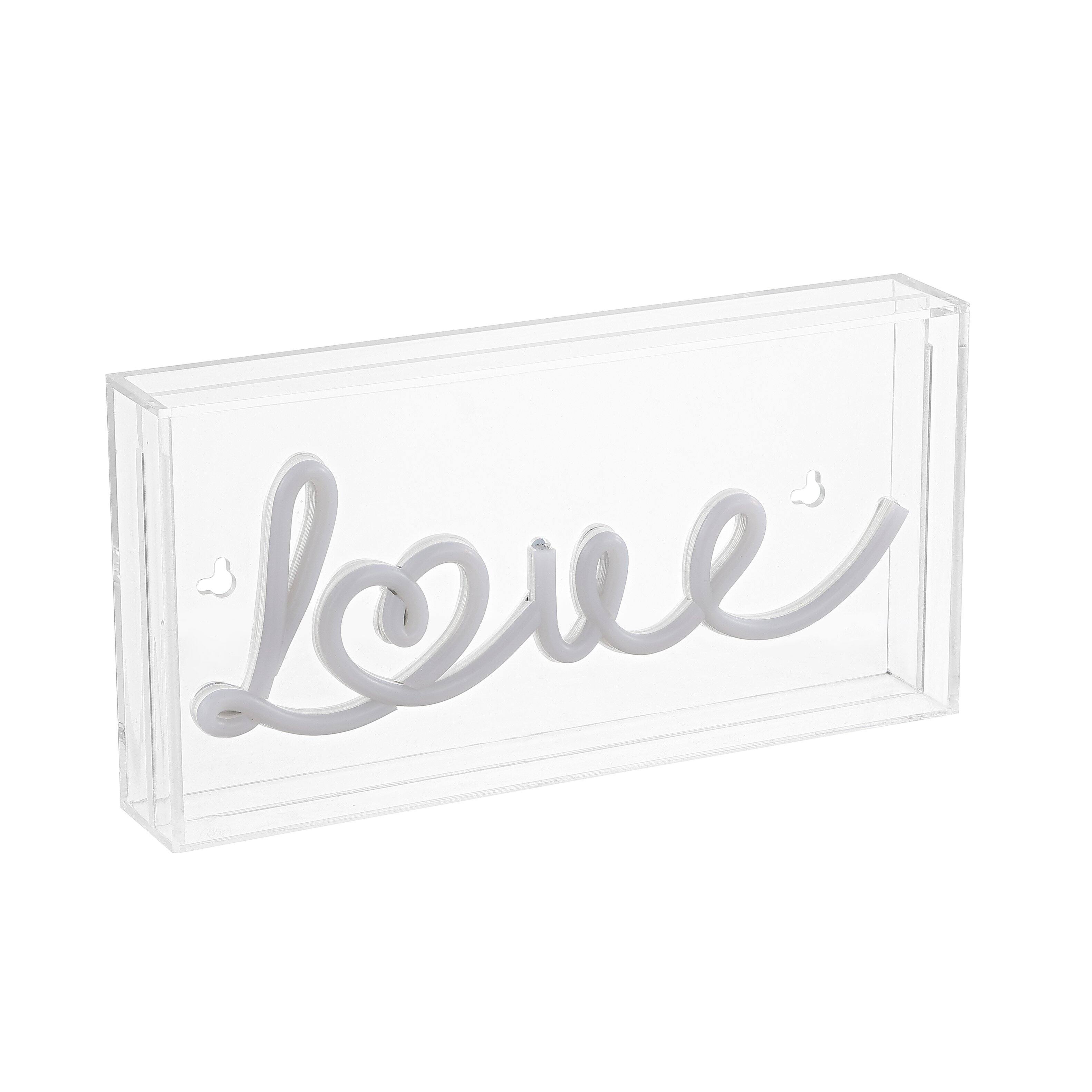 Front. Jonathan Y - Love 11.88" X 5.88" Contemporary Glam Acrylic Box USB Operated LED Neon Light, Red - Red.