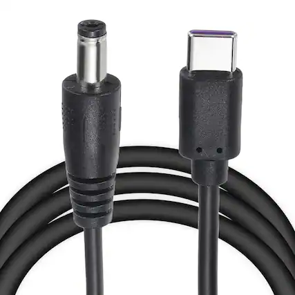 Front. Unique Bargains - USB C to DC 5.5x2.1mm PD Charging Cable, 15V/3A 45W, for Router, Camera, TV Box, Desk Lamp - Black.