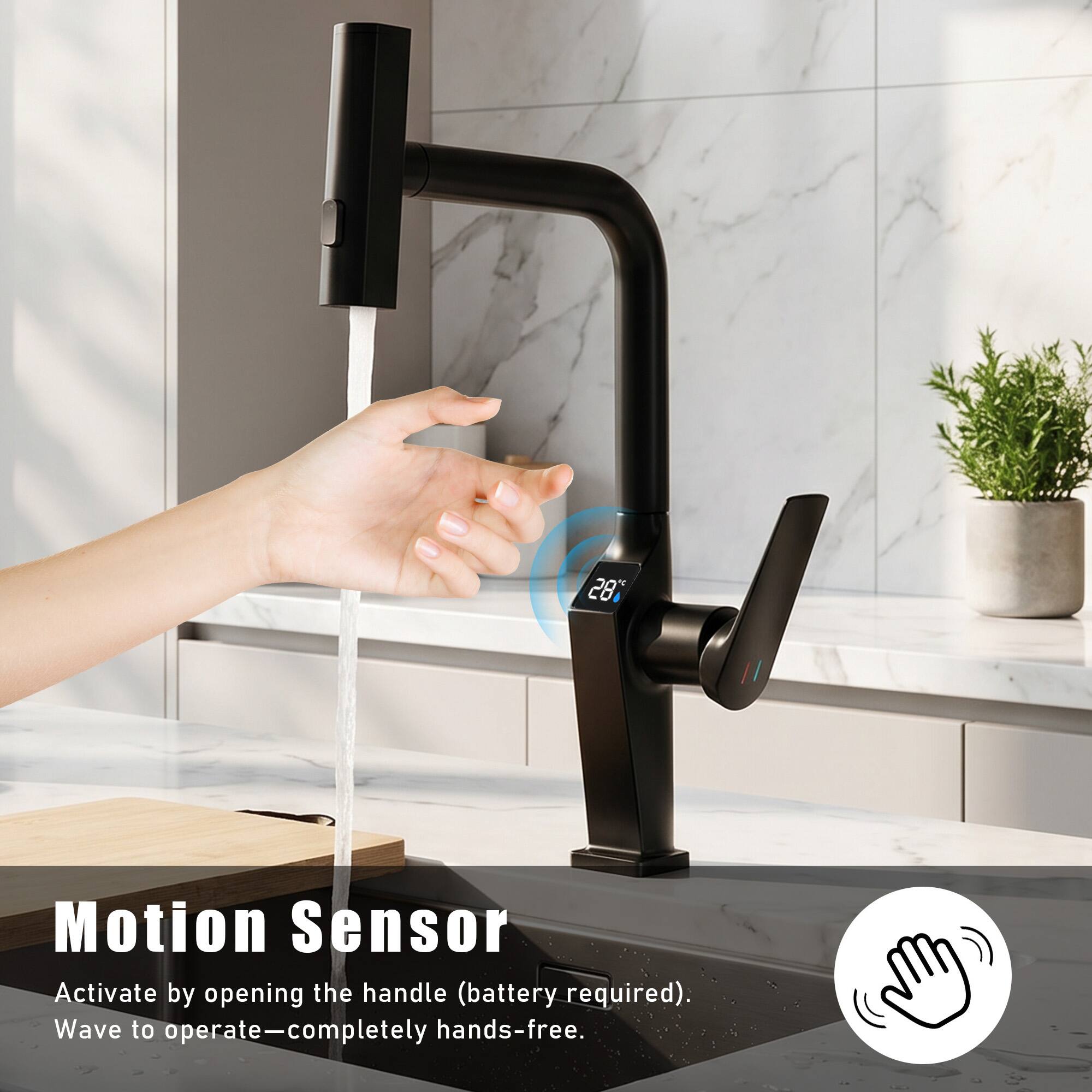 Boyel Living Touchless Kitchen Faucet with LED Display Motion Sensor ...