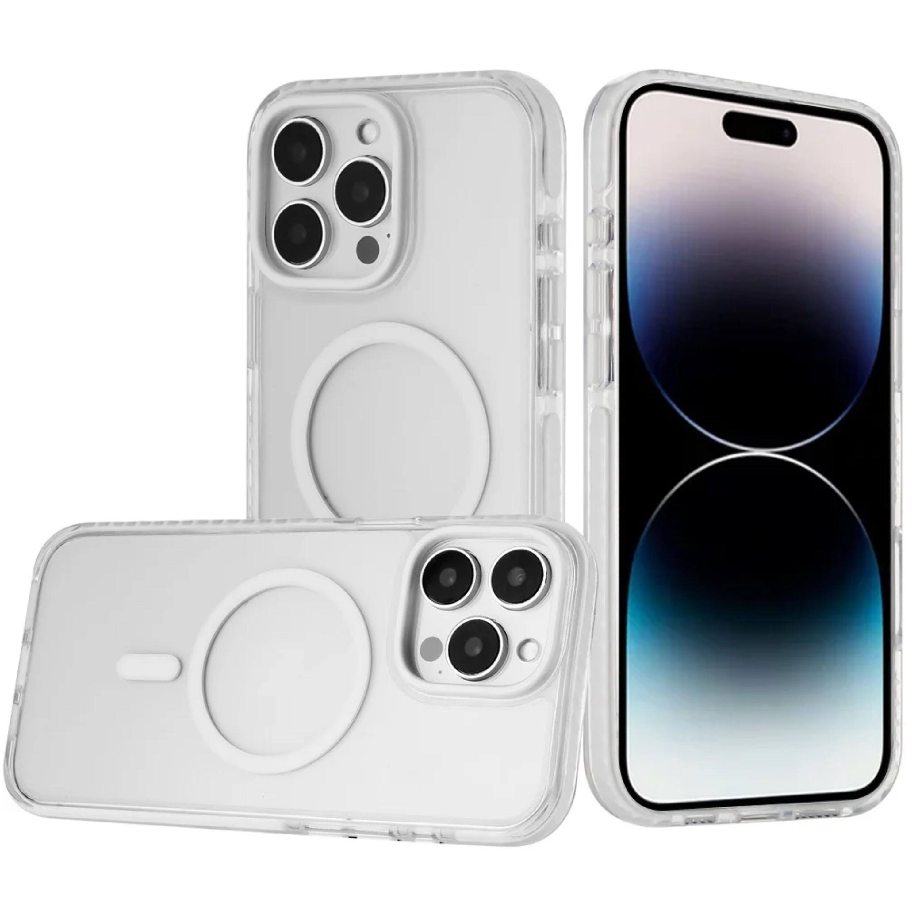 Angle. Kitcheniva - Color-Matching Trim Case With Magnetic Circle For iPhone 14 Pro Max White - White.