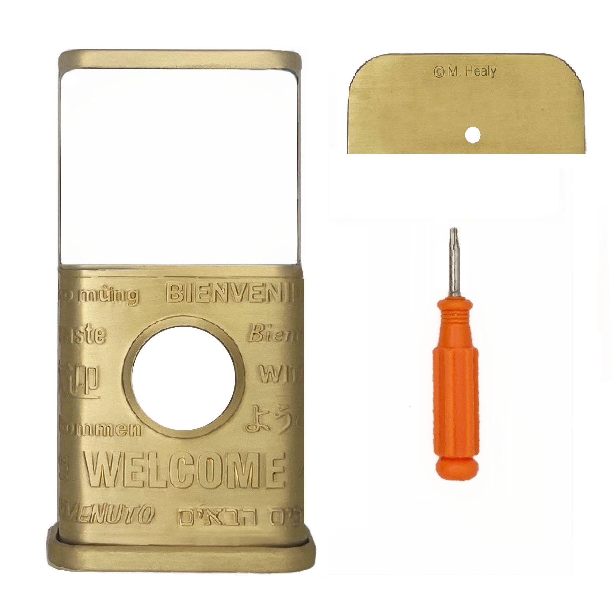 The text on the image is:

- M. Healy
- WELCOME
- BIENVENUE
- Bienvenue
- Willkommen
- 欢迎 (Chinese for welcome)
- ΕΚΡΙΣΤΙΚΟ (Greek for welcome)
- ДОБРО ПОЖАЛОВАТЬ (Russian for welcome)
- WELCOME
- BIENVENIDO (Spanish for welcome)
- ΕΚΡΙΣΤΙΚΟ (Greek for welcome)