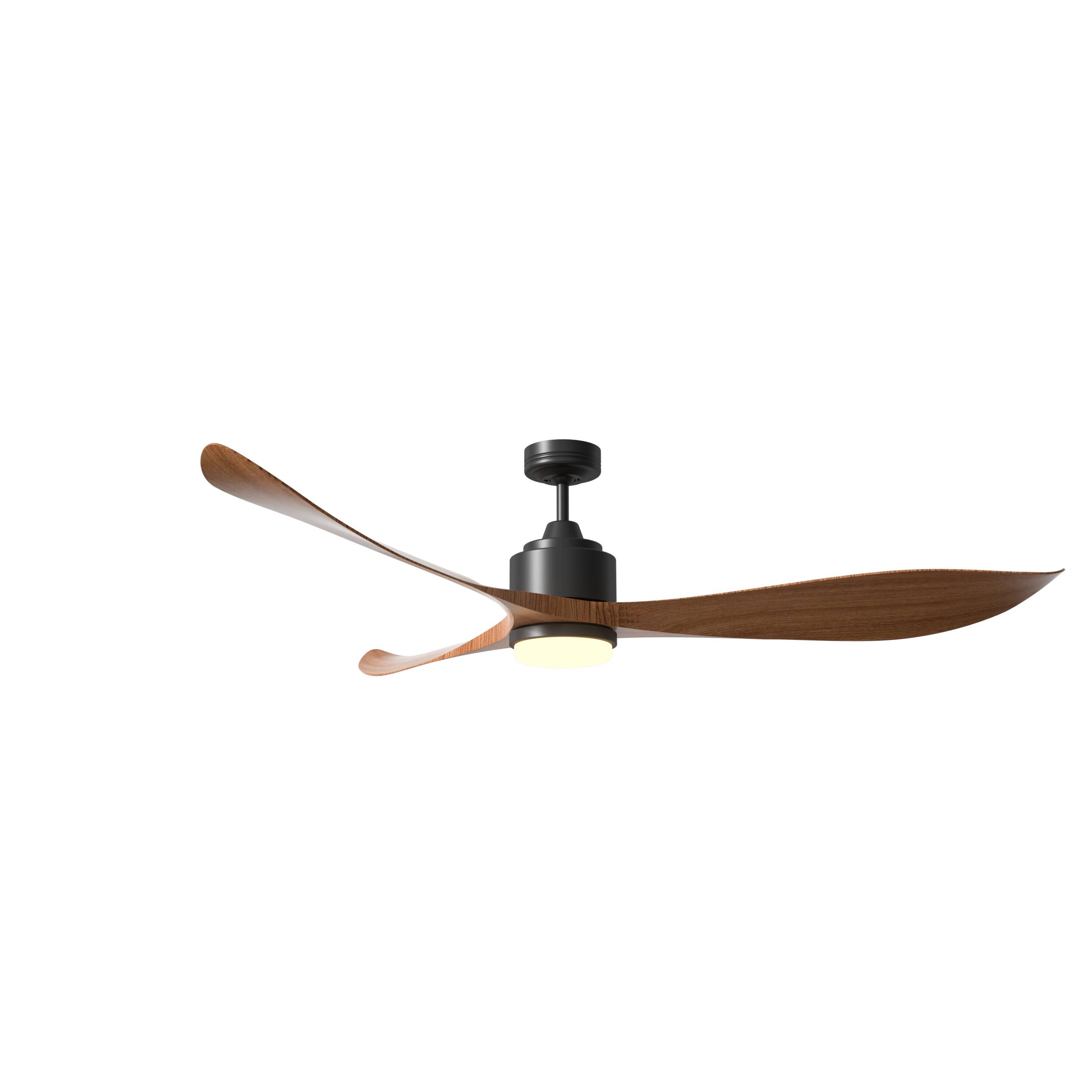 Alt View 1. Parrot Uncle - 66" Modern Brown 3-Blade Dimmable Ceiling Fan with Light and Remote - Oil Rubbed Bronze.