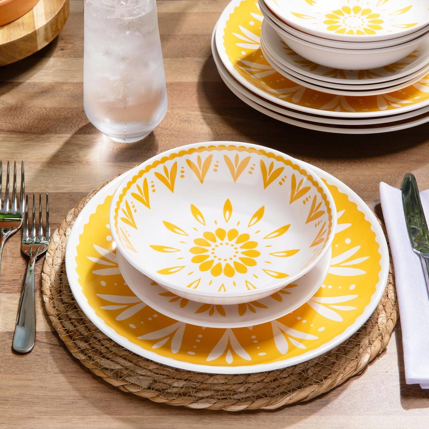 Alt View 2. Larder & Vine - 12-Piece Cathrineholm™ Dinnerware Set for 4, Made from 100% BPA-Free Melamine - Solna.