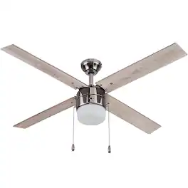 Portage Bay - Chism 52" Ceiling Fan w/ Light, Quiet Motor & Pull Chain - Gun Metal
