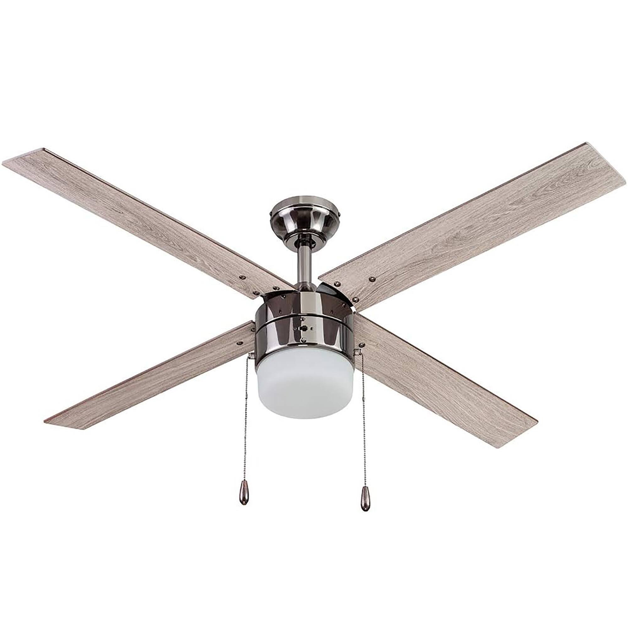 Front. Portage Bay - Portage Bay Chism 52" Ceiling Fan w/ Light, Quiet Motor & Pull Chain, Gun Metal - Gun Metal.