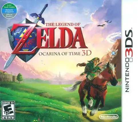U.A.E Saudi Arabia Malaysia Singapore Official Product
THE LEGEND OF ZELDA OCARINA OF TIME 3D
NINTENDO 3DS
EVERYONE 10+ CONTENT RATED BY ESRB
Nintendo - E10+ (Everyone 10+)