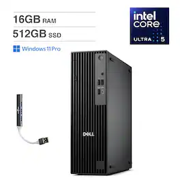 Dell - Pro Slim QCS1250 Mini Desktop (Ultra 5-235, 16GB, 512GB SSD, Intel Graphics, Win 11 Pro) w/USB Hub - Black
