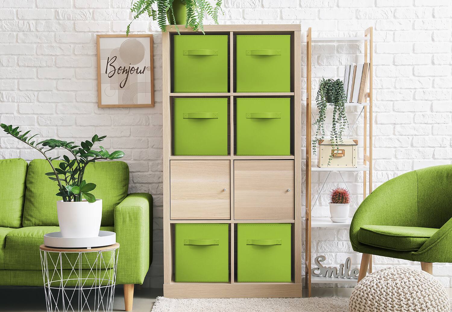 Alt View 2. Sorbus - Sorbus Fabric Storage Cubes - 6 Foldable Storage Bins for Organizing Pantry, Cubbies, Toy Box - Clothes Storage - Green.