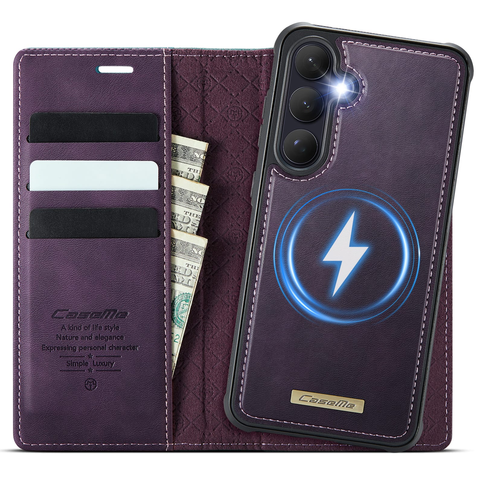 Dteck - for Samsung Galaxy S26 Plus Detachable Wallet Case, 2 in 1 PU Leather Flip Folio Case with RFID Blocking Phone Cover - Purple