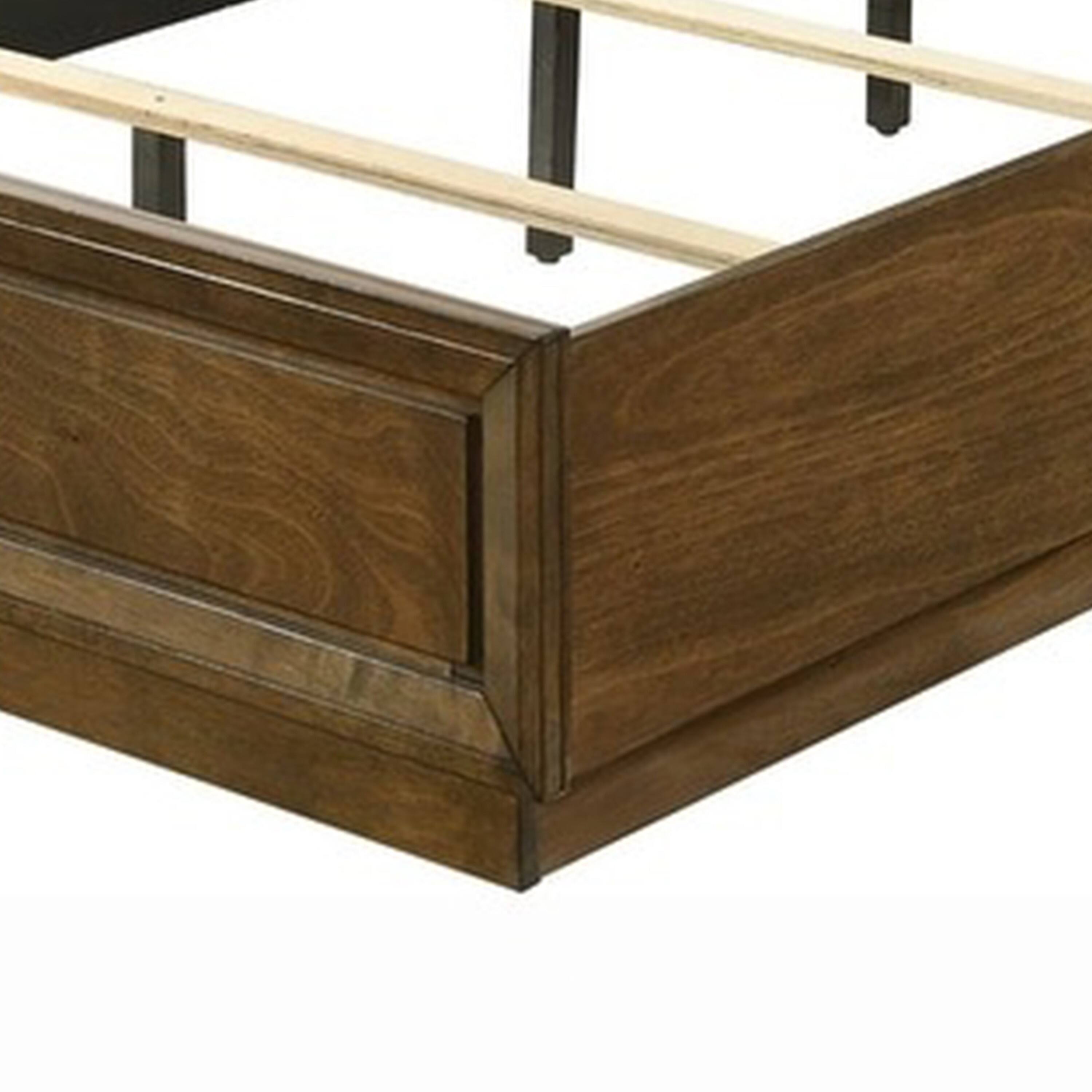 Alt View 3. Manhattan Lane - Rouk Queen Size Bed w Panel Headboard, Walnut Brown Okume Veneer - Walnut Brown.